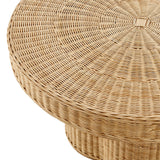 Saffi 32 Inch Round Natural Rattan Coffee Table in Natural