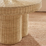 Saffi 32 Inch Round Natural Rattan Coffee Table in Natural