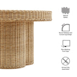 Saffi 32 Inch Round Natural Rattan Coffee Table in Natural
