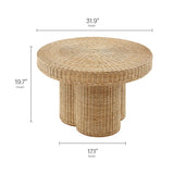 Saffi 32 Inch Round Natural Rattan Coffee Table in Natural