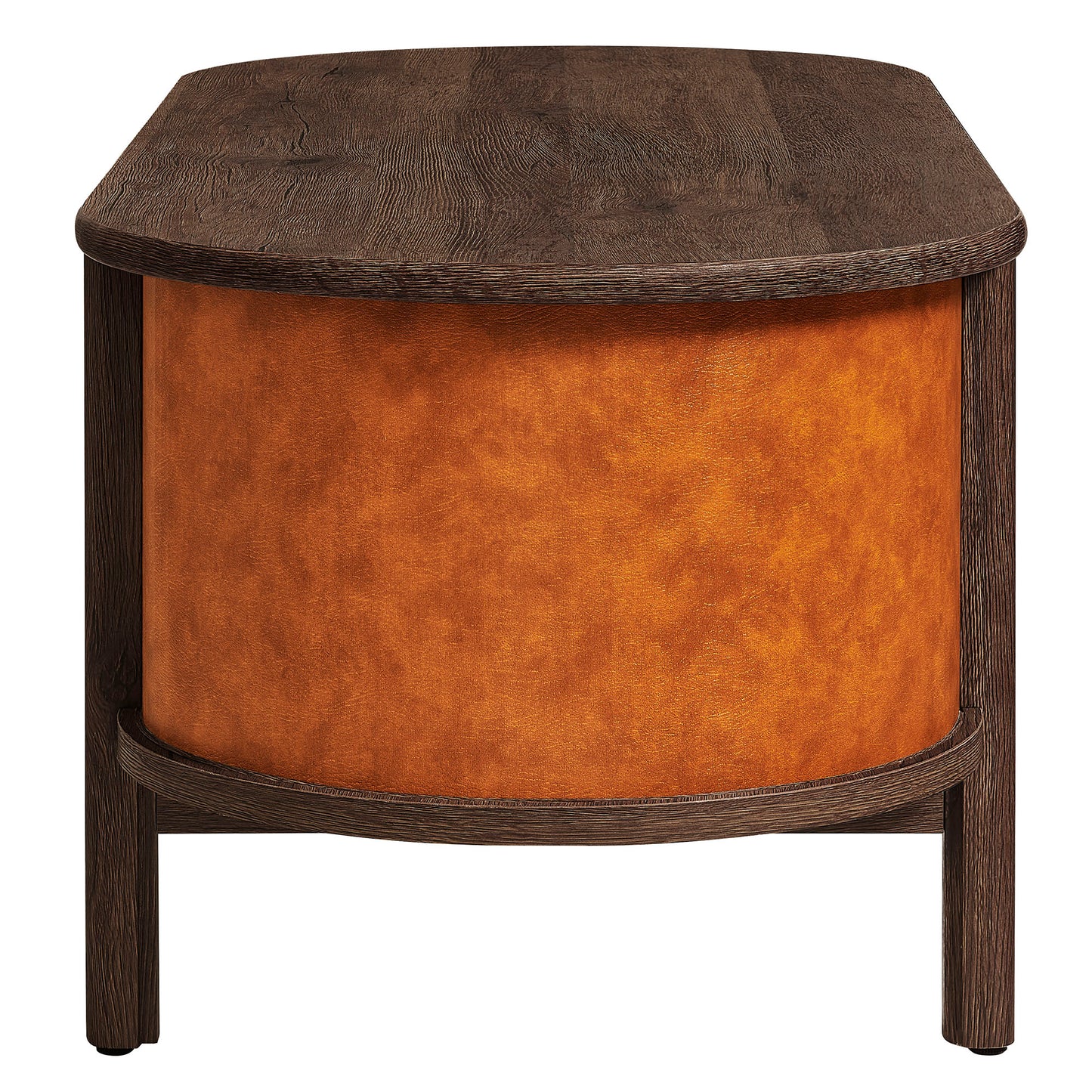 Coralie Curved Vegan Leather Oval Coffee Table by Furniture For America