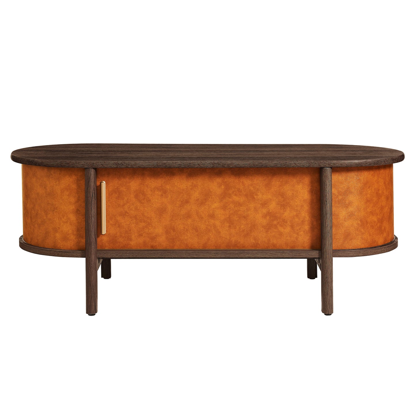 Coralie Curved Vegan Leather Oval Coffee Table by Furniture For America