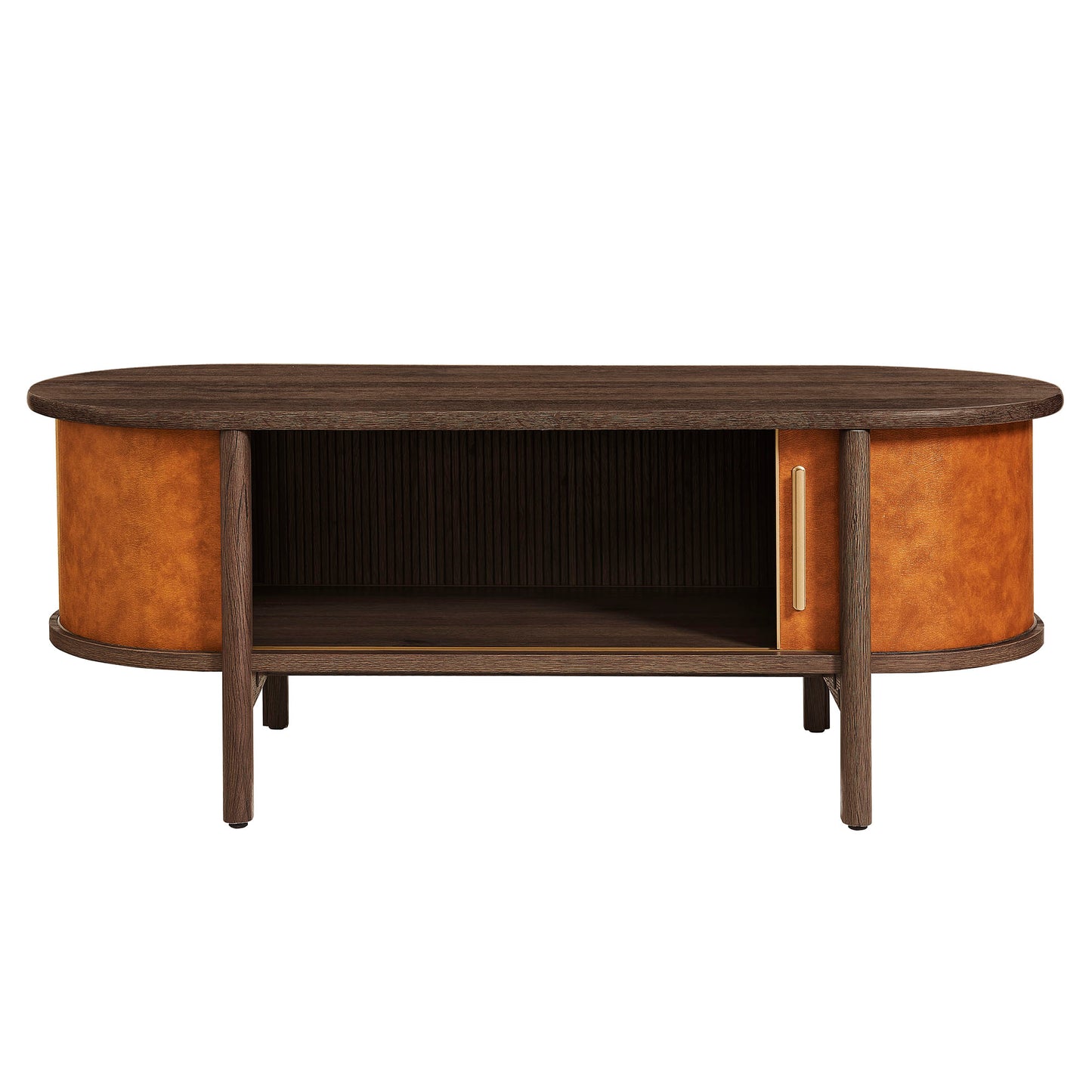 Coralie Curved Vegan Leather Oval Coffee Table by Furniture For America
