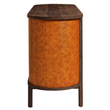 Verdant Curved 71" Vegan Leather Oval TV Stand in Walnut Tan