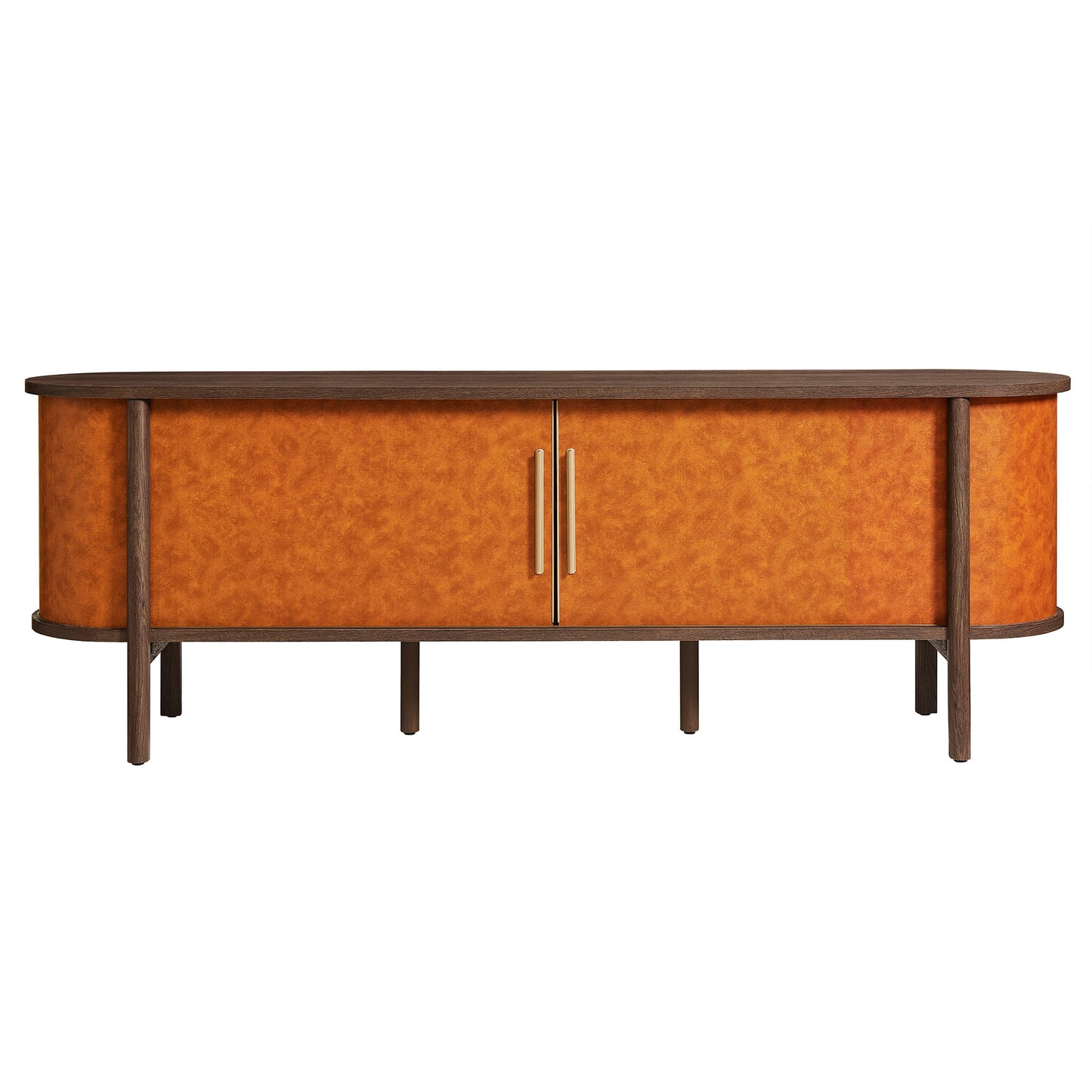 Coralie Curved 71" Vegan Leather Oval TV Stand by Furniture For America