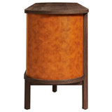 Verdant Curved Vegan Leather Oval Sideboard in Walnut Tan