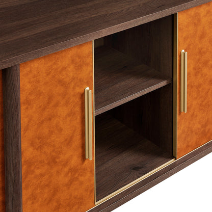 Coralie Curved Vegan Leather Oval Sideboard by Furniture For America