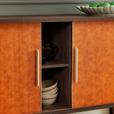Verdant Curved Vegan Leather Oval Sideboard in Walnut Tan