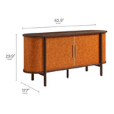 Verdant Curved Vegan Leather Oval Sideboard in Walnut Tan