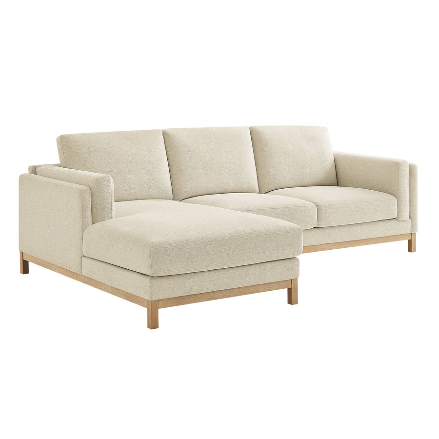 Fern Left-Facing Fabric Sectional Sofa with Chaise in Ivory