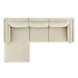 Fern Left-Facing Fabric Sectional Sofa with Chaise in Ivory