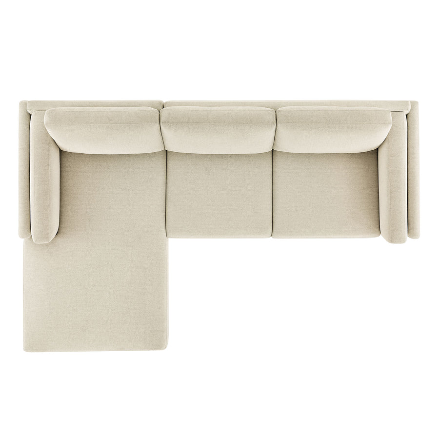 Fern Left-Facing Fabric Sectional Sofa with Chaise in Ivory