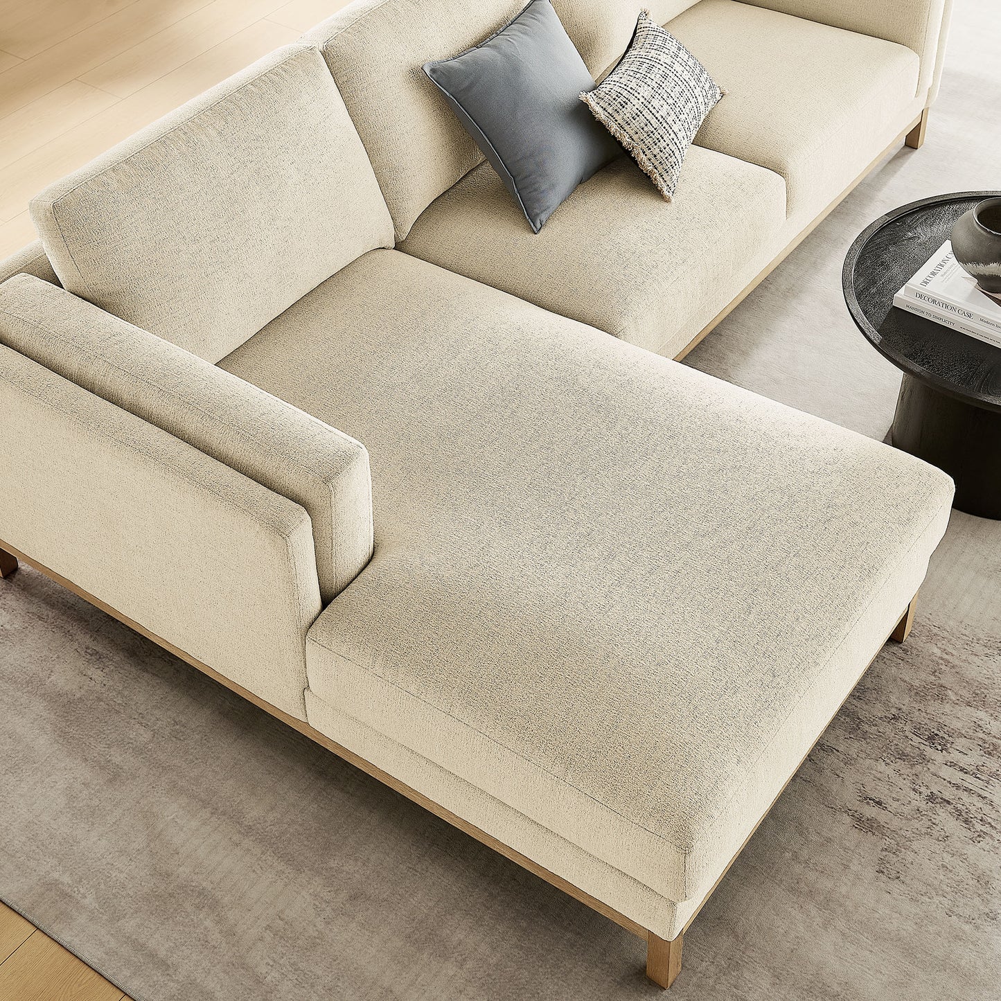Roscoe Left-Facing Fabric Sectional Sofa with Chaise by Furniture for America