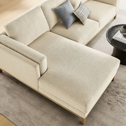 Roscoe Left-Facing Fabric Sectional Sofa with Chaise in Ivory
