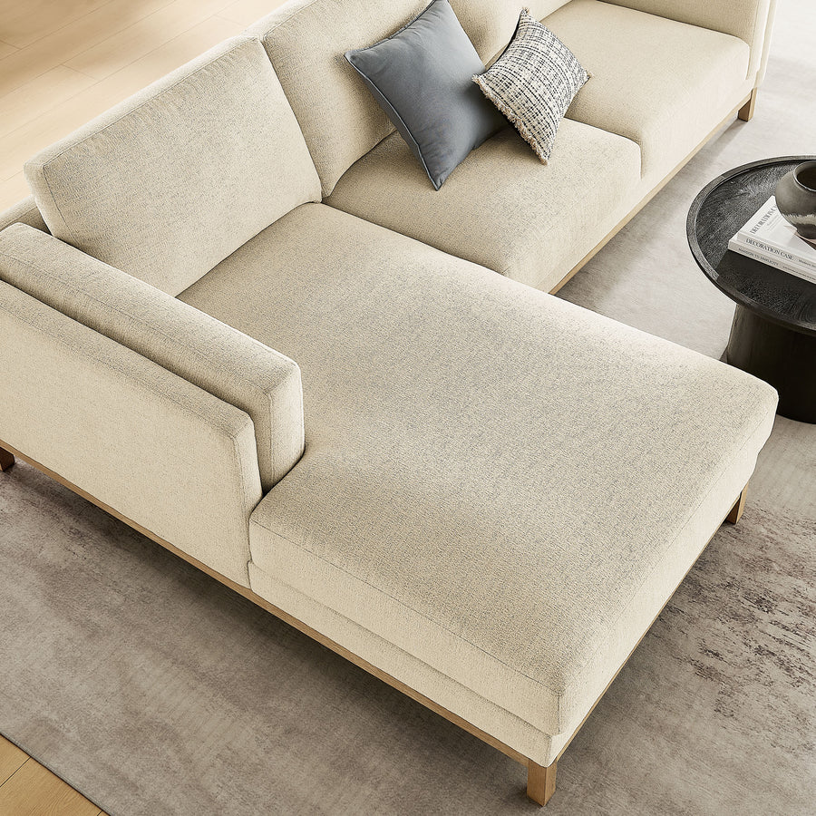 Fern Left-Facing Fabric Sectional Sofa with Chaise in Ivory