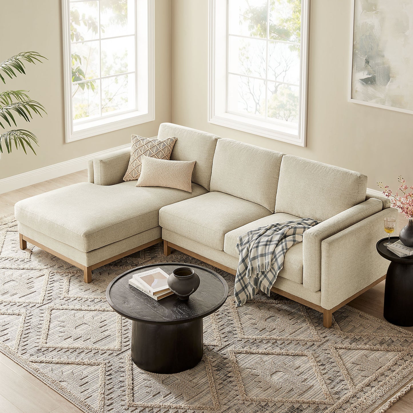 Roscoe Left-Facing Fabric Sectional Sofa with Chaise by Furniture for America
