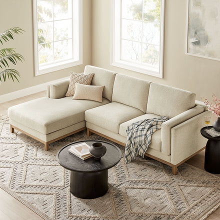 Roscoe Left-Facing Fabric Sectional Sofa with Chaise in Ivory