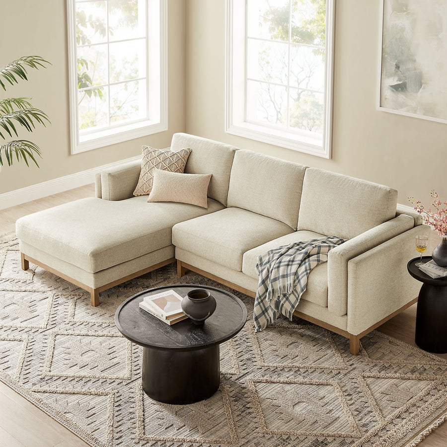 Fern Left-Facing Fabric Sectional Sofa with Chaise in Ivory