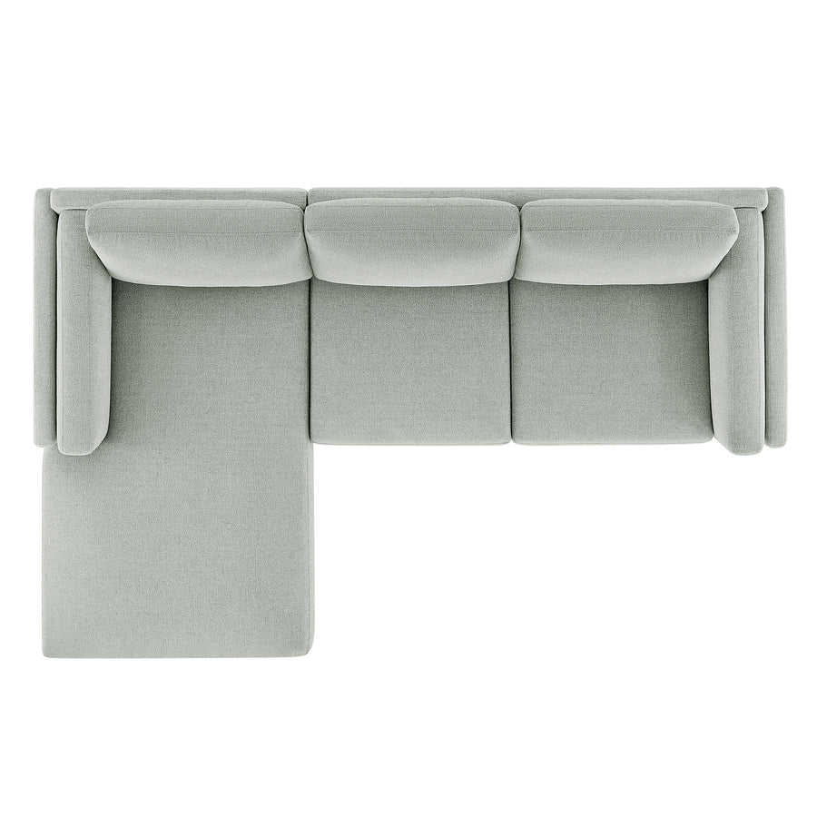 Fern Left-Facing Fabric Sectional Sofa with Chaise in Mist