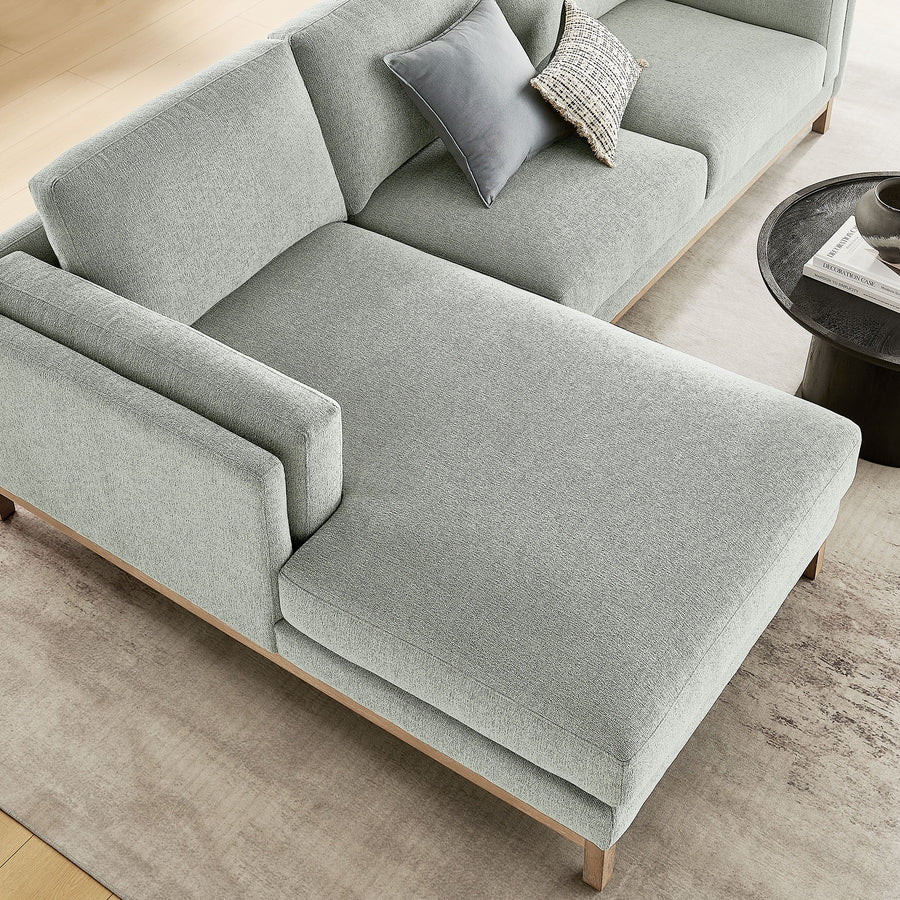 Fern Left-Facing Fabric Sectional Sofa with Chaise in Mist