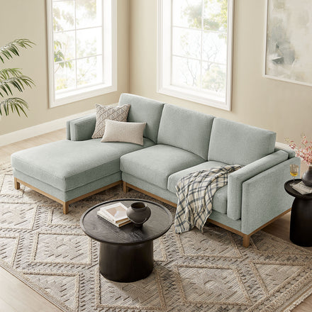 Roscoe Left-Facing Fabric Sectional Sofa with Chaise in Mist