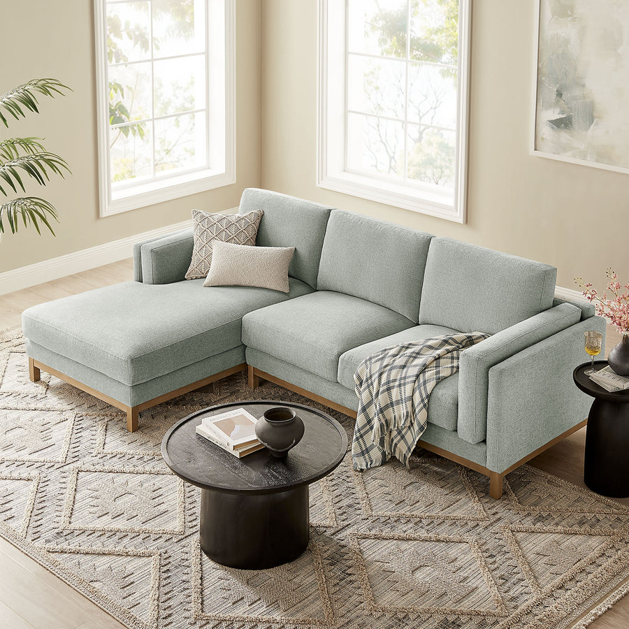 Fern Left-Facing Fabric Sectional Sofa with Chaise in Mist