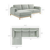 Fern Left-Facing Fabric Sectional Sofa with Chaise in Mist