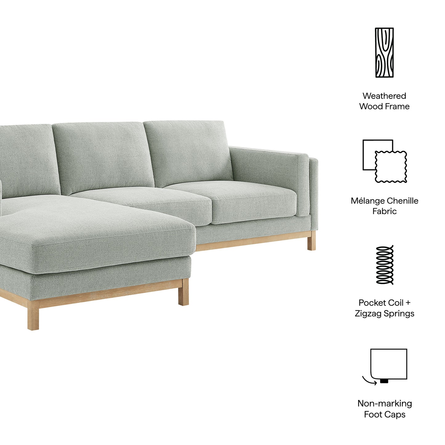 Roscoe Left-Facing Fabric Sectional Sofa with Chaise by Furniture for America
