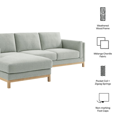 Roscoe Left-Facing Fabric Sectional Sofa with Chaise by Furniture for America