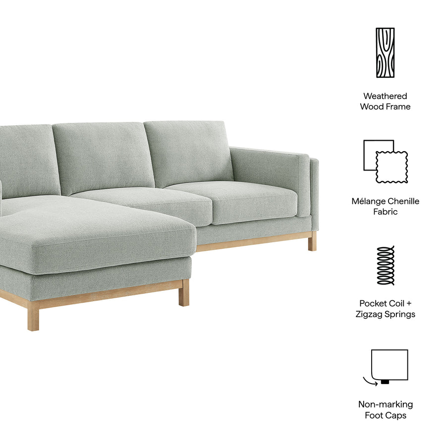 Fern Left-Facing Fabric Sectional Sofa with Chaise in Mist