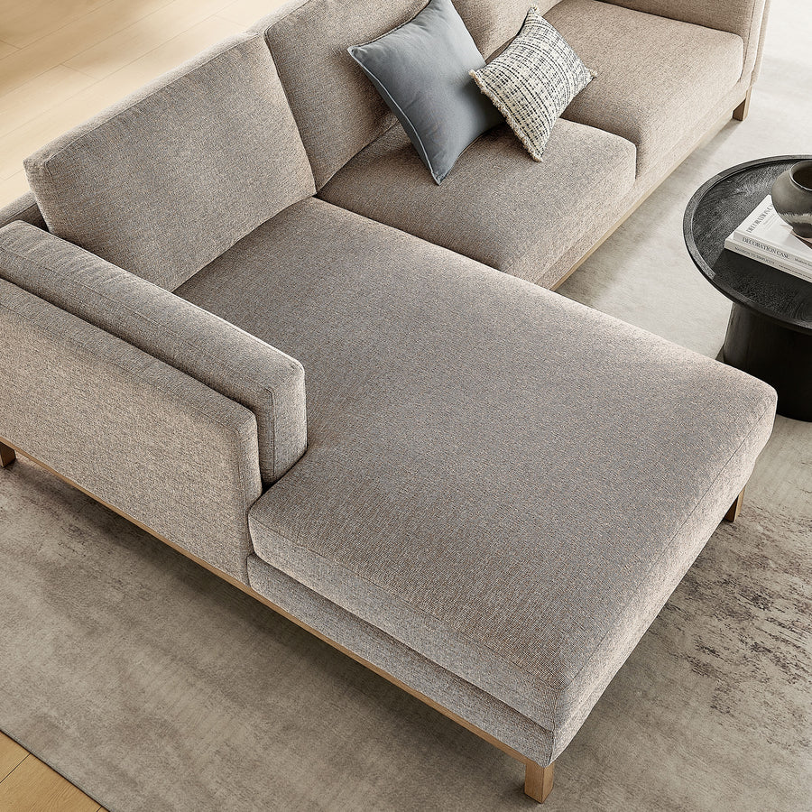Fern Left-Facing Fabric Sectional Sofa with Chaise in Pewter