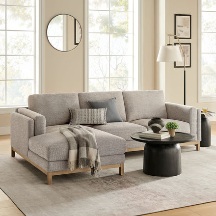 Roscoe Left-Facing Fabric Sectional Sofa with Chaise in Pewter