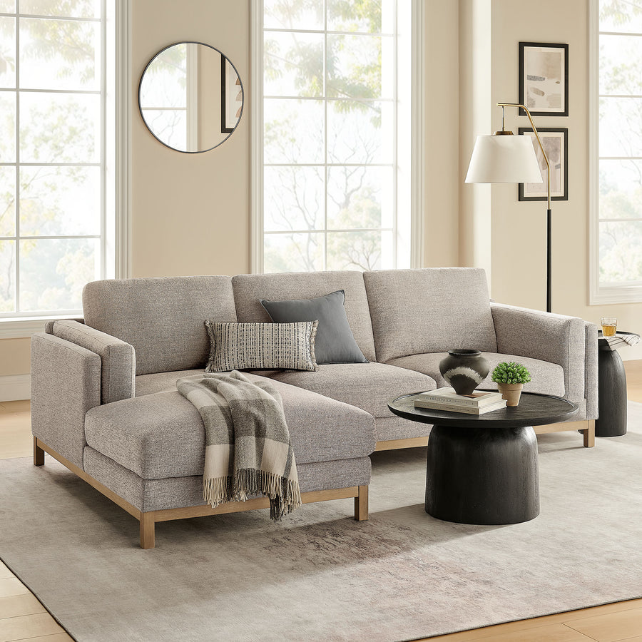 Fern Left-Facing Fabric Sectional Sofa with Chaise in Pewter