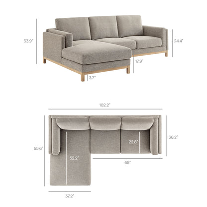 Roscoe Left-Facing Fabric Sectional Sofa with Chaise by Furniture for America