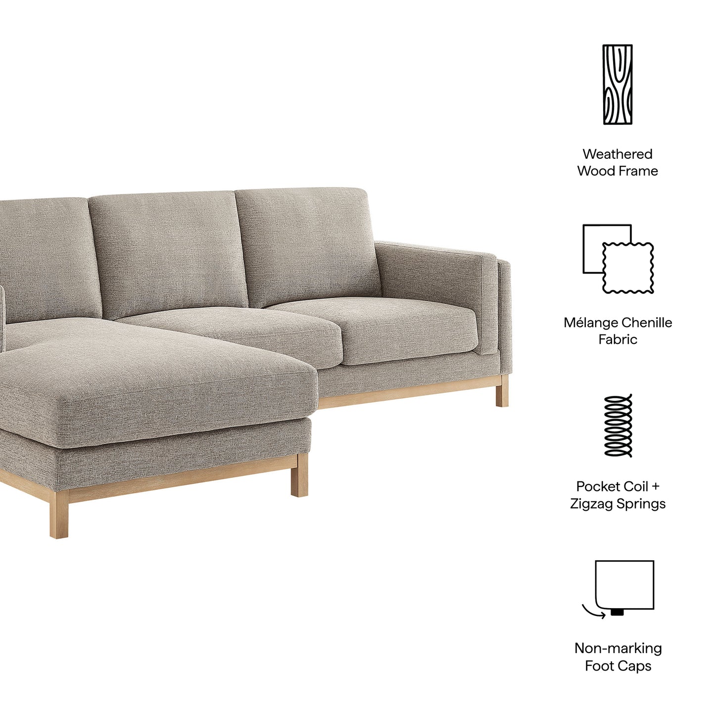 Roscoe Left-Facing Fabric Sectional Sofa with Chaise by Furniture for America