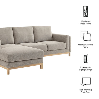 Roscoe Left-Facing Fabric Sectional Sofa with Chaise by Furniture for America