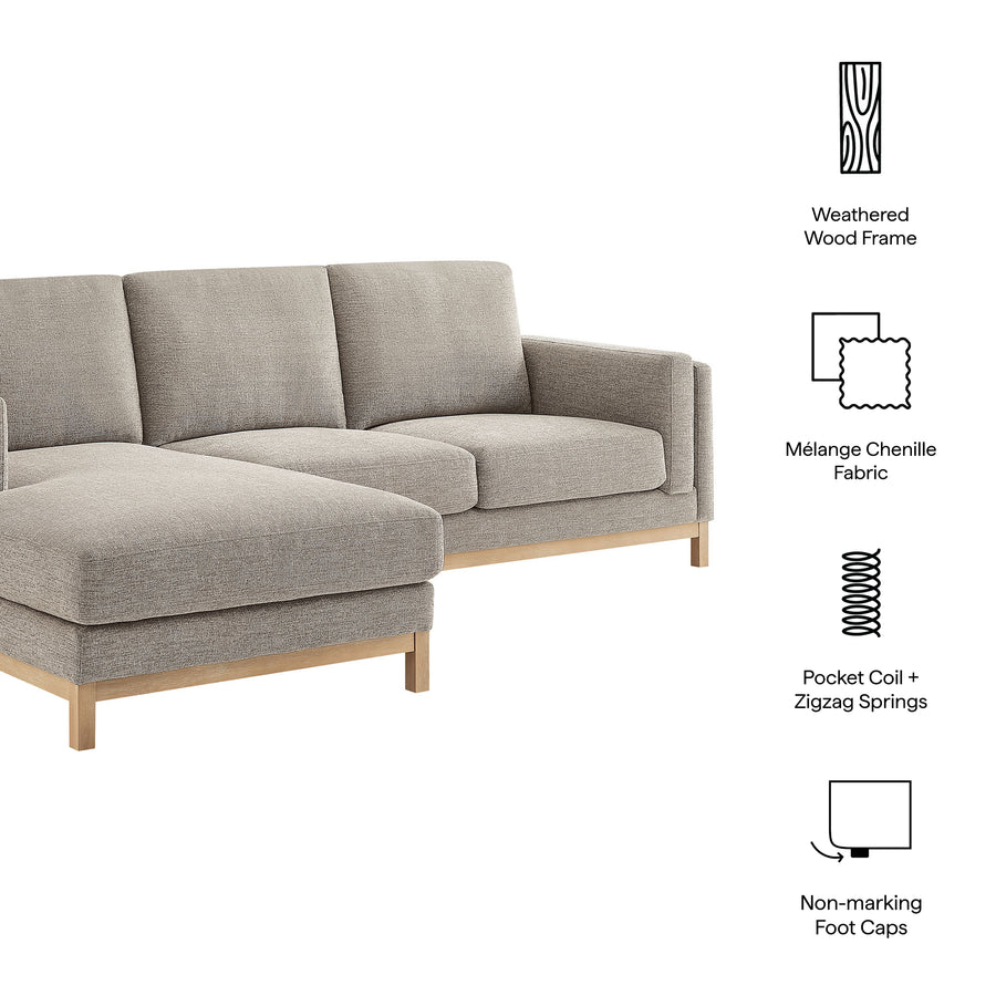Fern Left-Facing Fabric Sectional Sofa with Chaise in Pewter