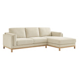 Fern Right-Facing Fabric Sectional Sofa with Chaise in Ivory