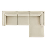Fern Right-Facing Fabric Sectional Sofa with Chaise in Ivory