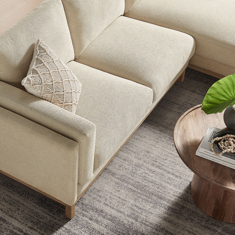 Fern Right-Facing Fabric Sectional Sofa with Chaise in Ivory