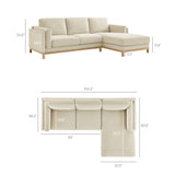 Fern Right-Facing Fabric Sectional Sofa with Chaise in Ivory