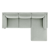Fern Right-Facing Fabric Sectional Sofa with Chaise in Mist