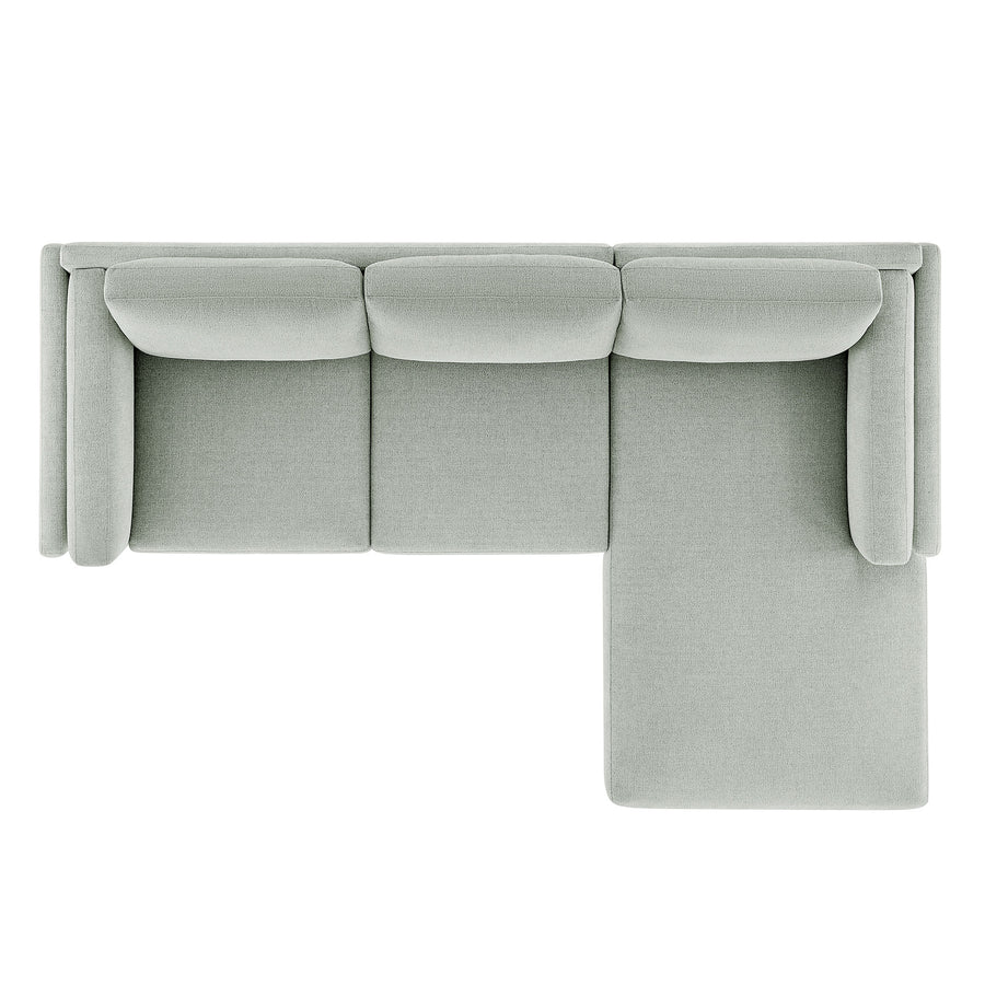 Fern Right-Facing Fabric Sectional Sofa with Chaise in Mist