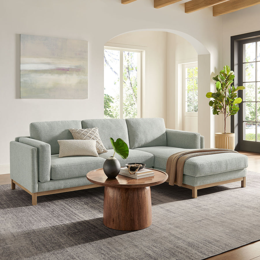 Fern Right-Facing Fabric Sectional Sofa with Chaise in Mist