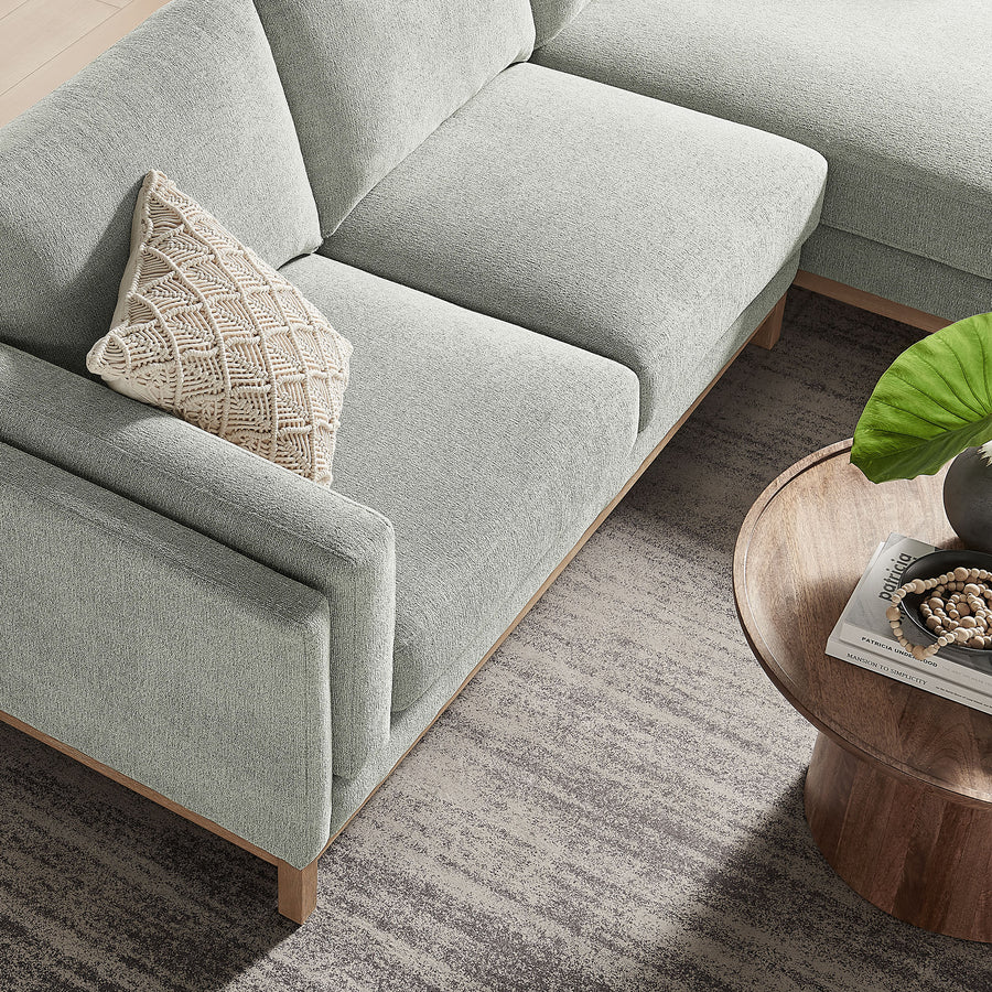 Fern Right-Facing Fabric Sectional Sofa with Chaise in Mist