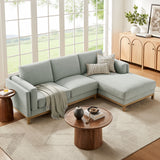 Fern Right-Facing Fabric Sectional Sofa with Chaise in Mist