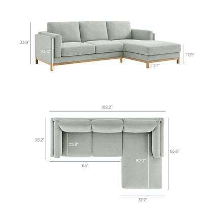 Roscoe Right-Facing Fabric Sectional Sofa with Chaise by Furniture for America
