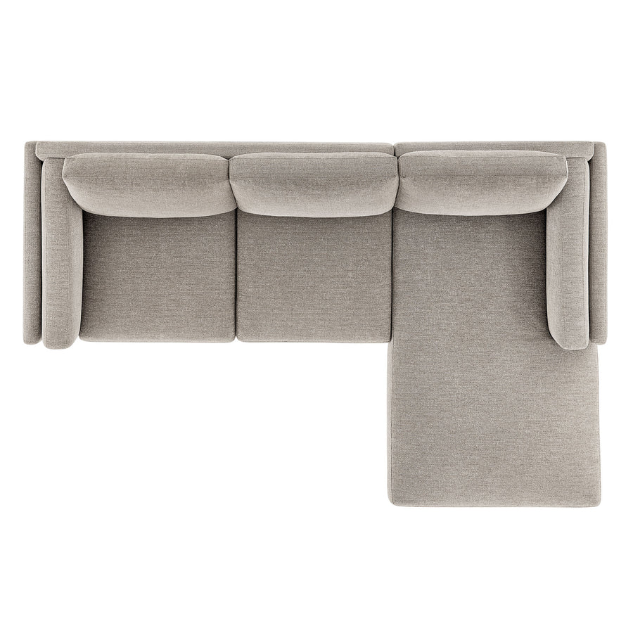 Fern Right-Facing Fabric Sectional Sofa with Chaise in Pewter