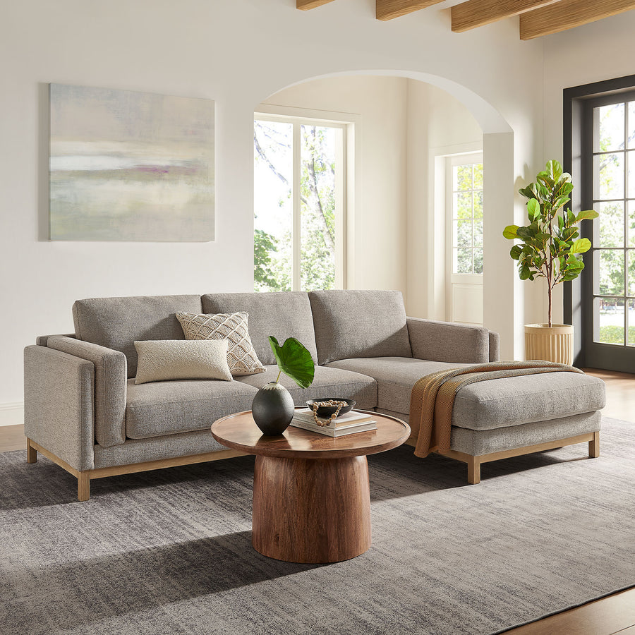 Fern Right-Facing Fabric Sectional Sofa with Chaise in Pewter