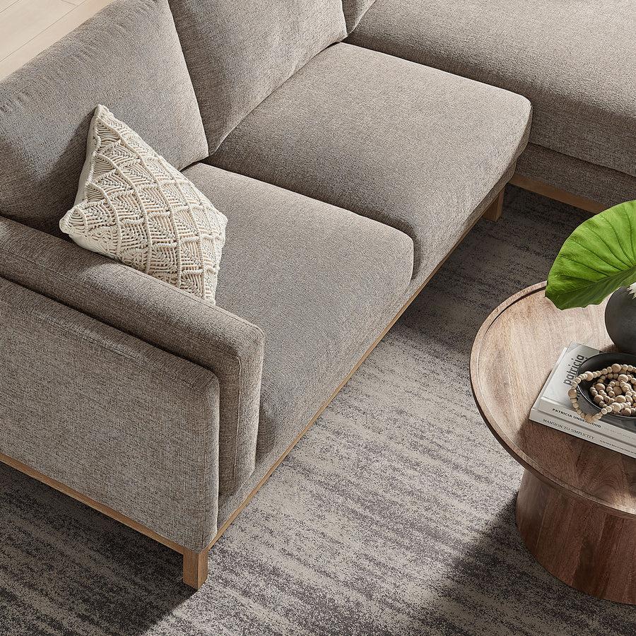 Fern Right-Facing Fabric Sectional Sofa with Chaise in Pewter